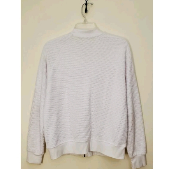 Harlowe & Graham White Knit Mesh Bomber Jacket M - Picture 4 of 6